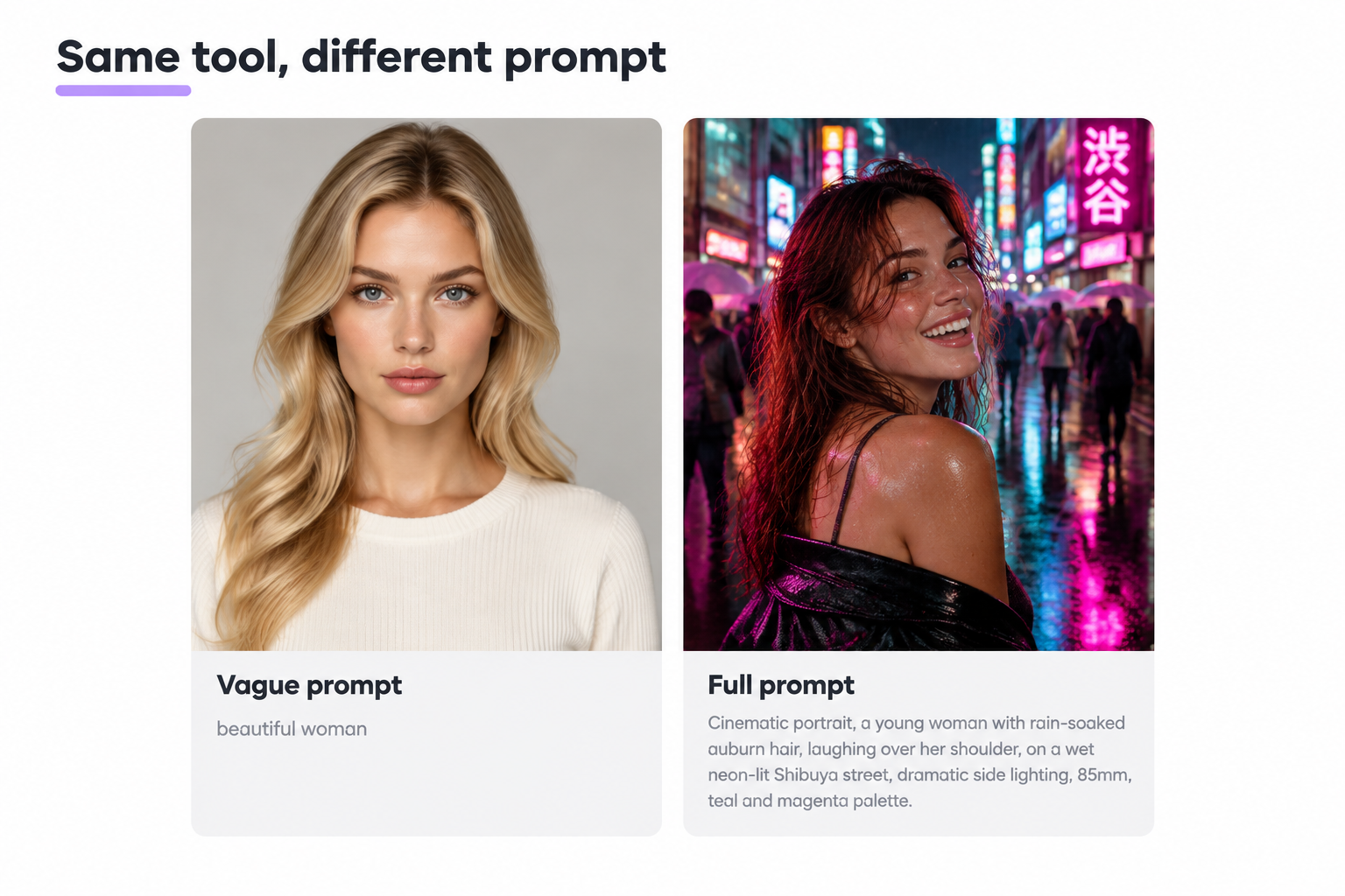 Grid of ai generated images across styles: cinematic close-up, product shot, watercolor, pixel art, anime, landscape